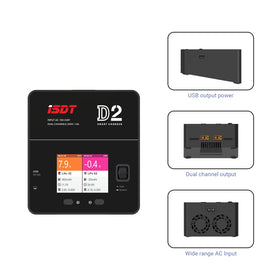 ISDT D2 MK2 side ports with USB output for quick charging