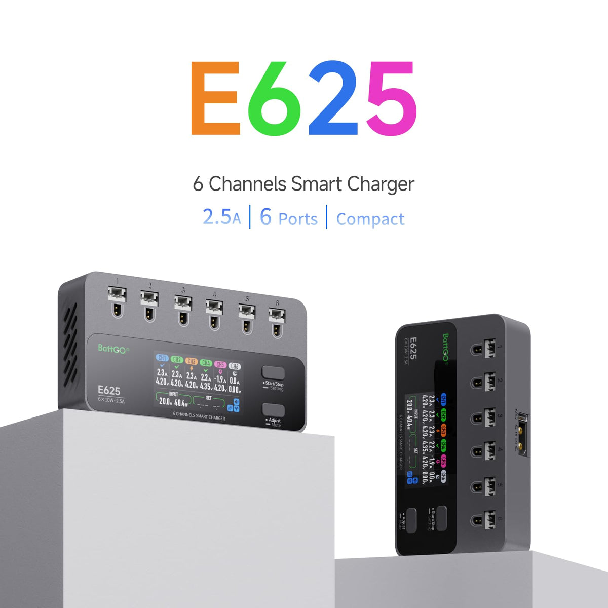 ISDT E625 multi-port outputs charge multiple packs efficiently.