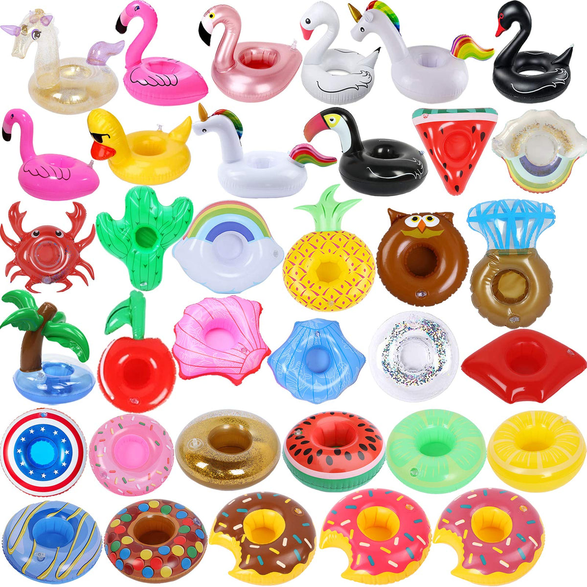 iShyan inflatable drink holder 35-pack keeps drinks afloat by the pool.