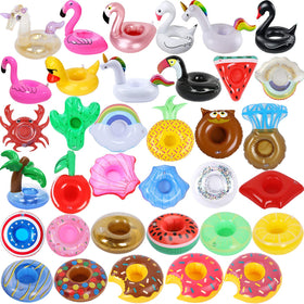 iShyan inflatable drink holder 35-pack keeps drinks afloat by the pool.