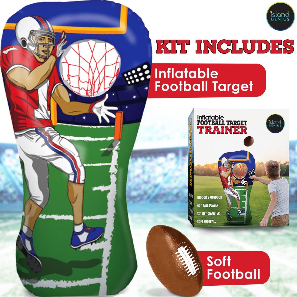 Island Genius repair patches for inflatable football target durability