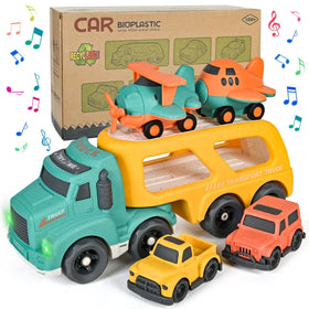 ISMETACU car carrier truck with lights and sound enhances imaginative play
