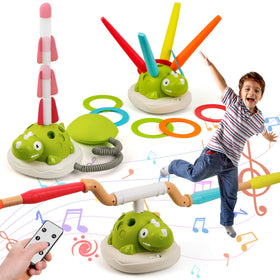 ISMETACU dinosaur rocket launcher for outdoor play and imaginative STEM-style fun.