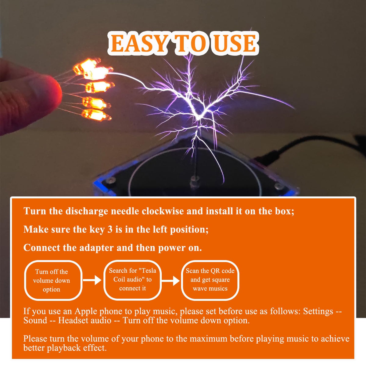 ISolderStore Tesla coil arc beam-dance during music playback