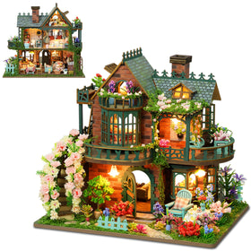ISSEVE DIY miniature house kit bedroom scene enhances cozy decor