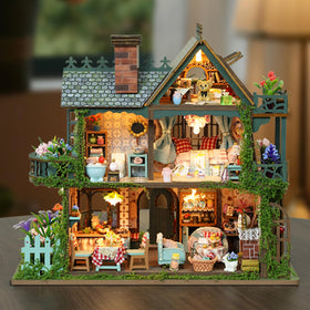 ISSEVE DIY miniature house kit includes furniture and plants for realism