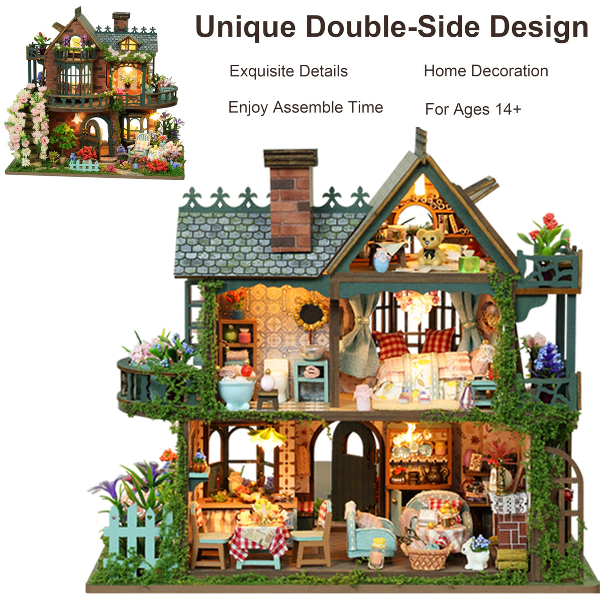 ISSEVE DIY miniature house kit kitchen area shows practical layout