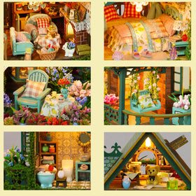 ISSEVE DIY miniature house kit living room diorama with detailed furniture