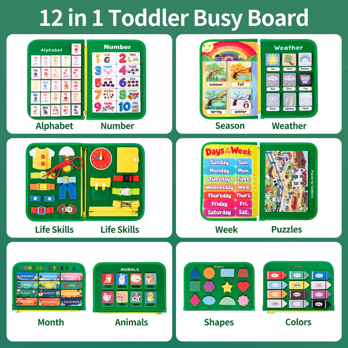 Issray 12-page busy book life skills spread, enhances fine motor skills through interactive matching