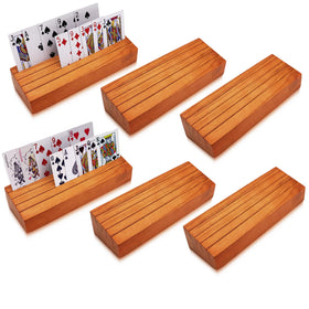 Iswabard wooden card holder set showing cards in four rows for easy viewing