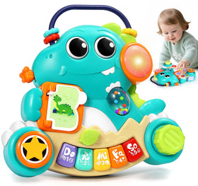 ITSFORU dinosaur music piano toy with lights boosts hand-eye coordination.