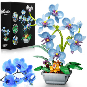 itshWOee Blue Orchid Bonsai Building Set assembly enhances home décor with a striking initial display