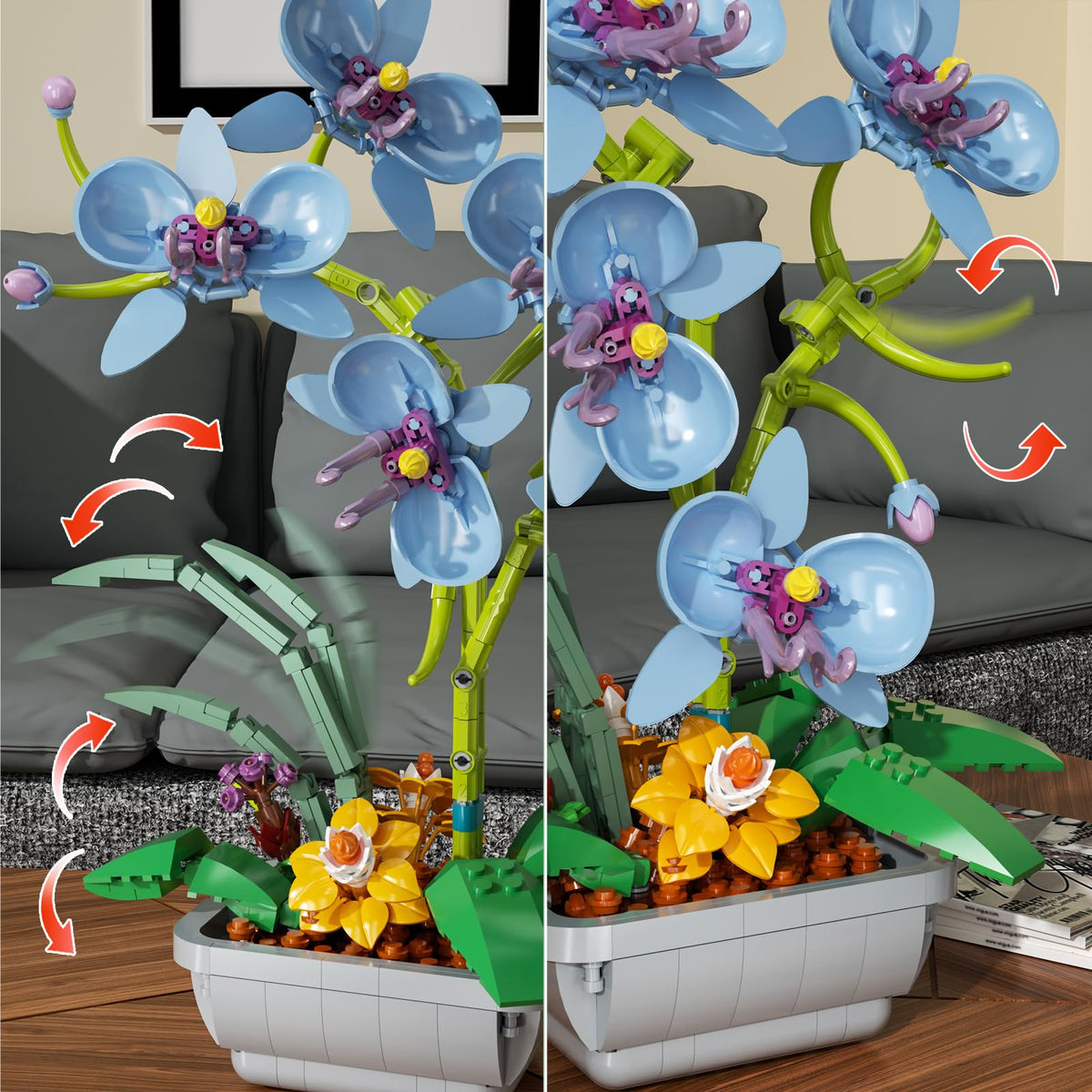 itshWOee Blue Orchid Bonsai stems leaves highlight detailed craftsmanship for elegant home décor