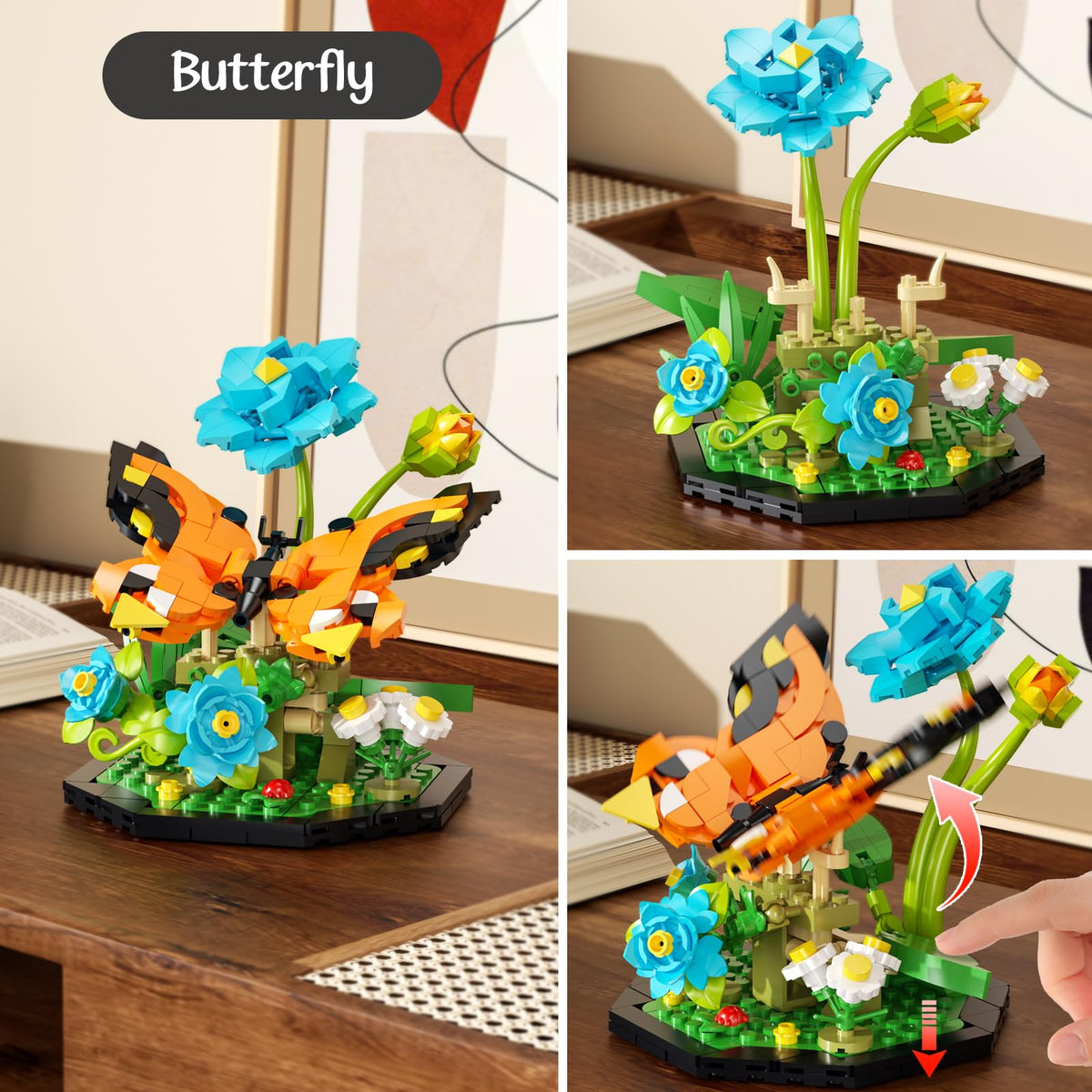 itshwoee bee display among blooming petals supports desk decor