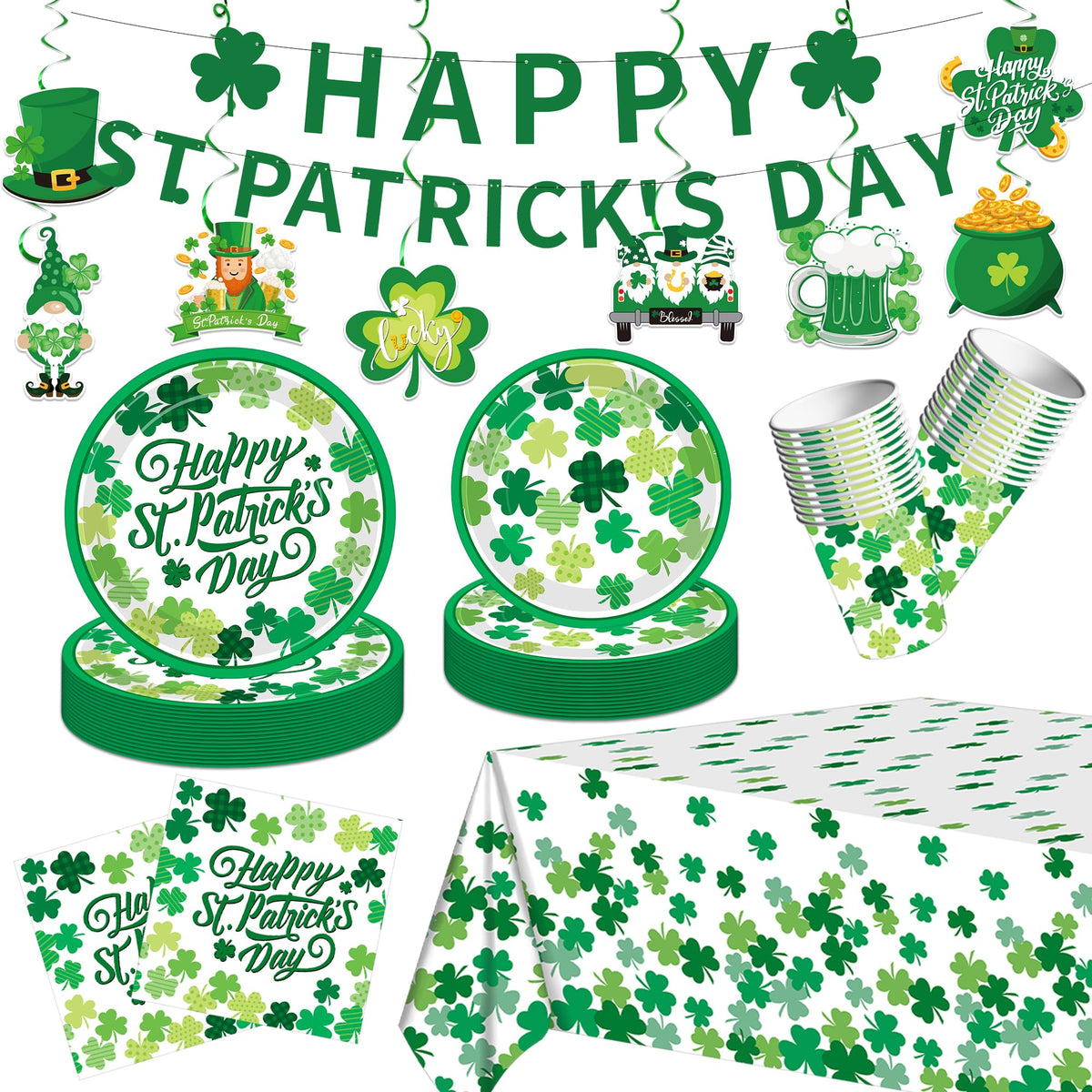 ITTEBISS dinner plates for sturdy, festive St. Patrick's Day meals
