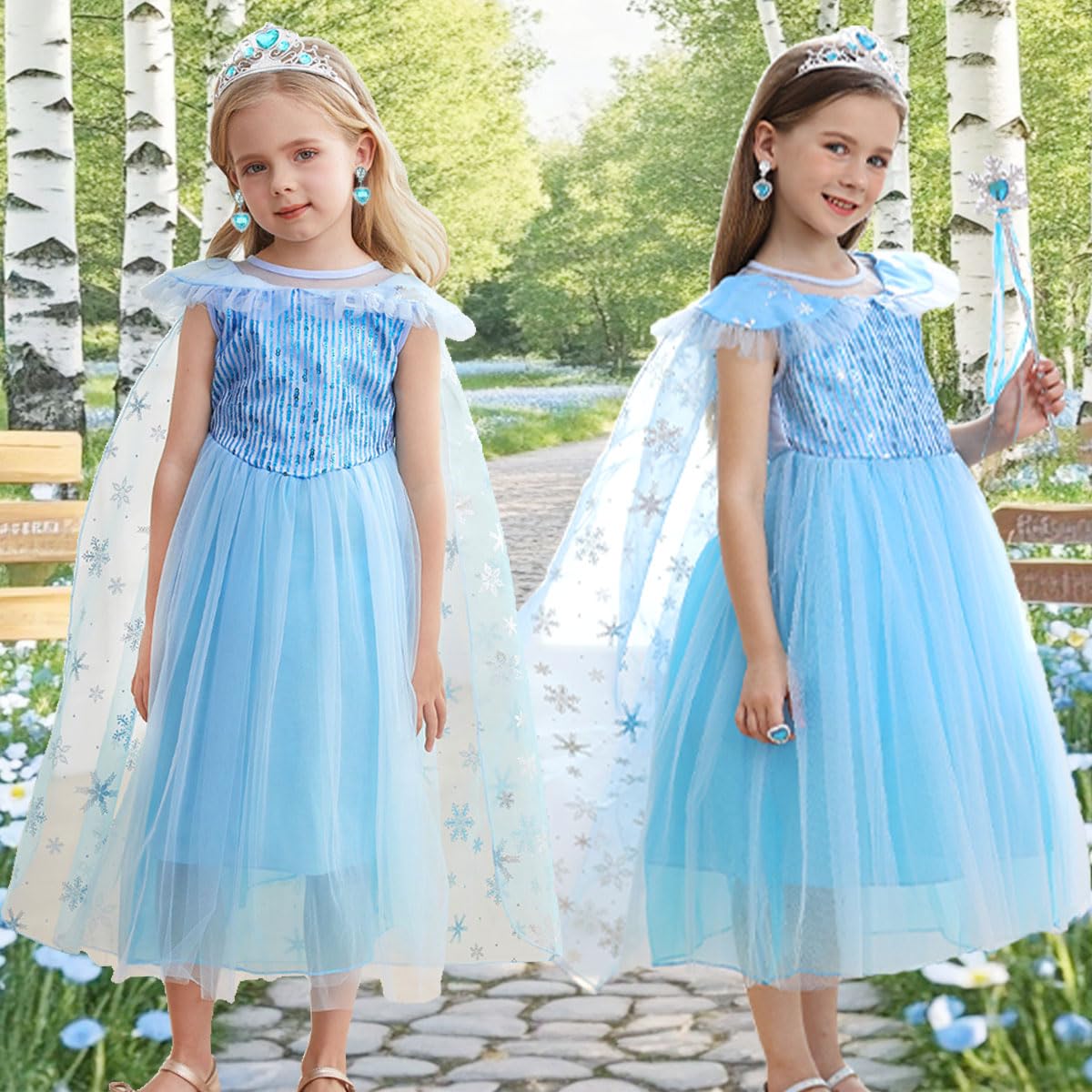 iTVTi detachable silver snowflake cape adds magical flair to the costume