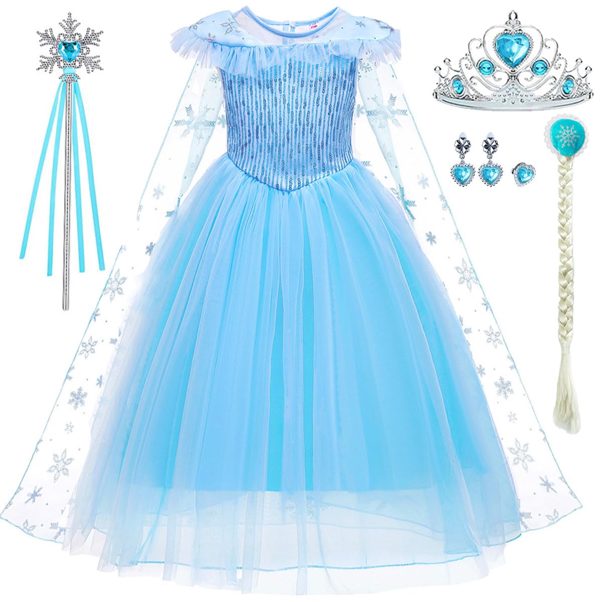 iTVTi princess dress front blue, soft tulle for comfortable dress-up