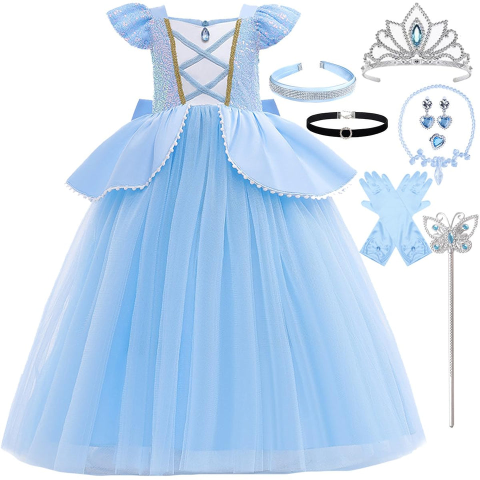 iTVTi Princess Cinderella dress blue fabric close-up for comfortable wear