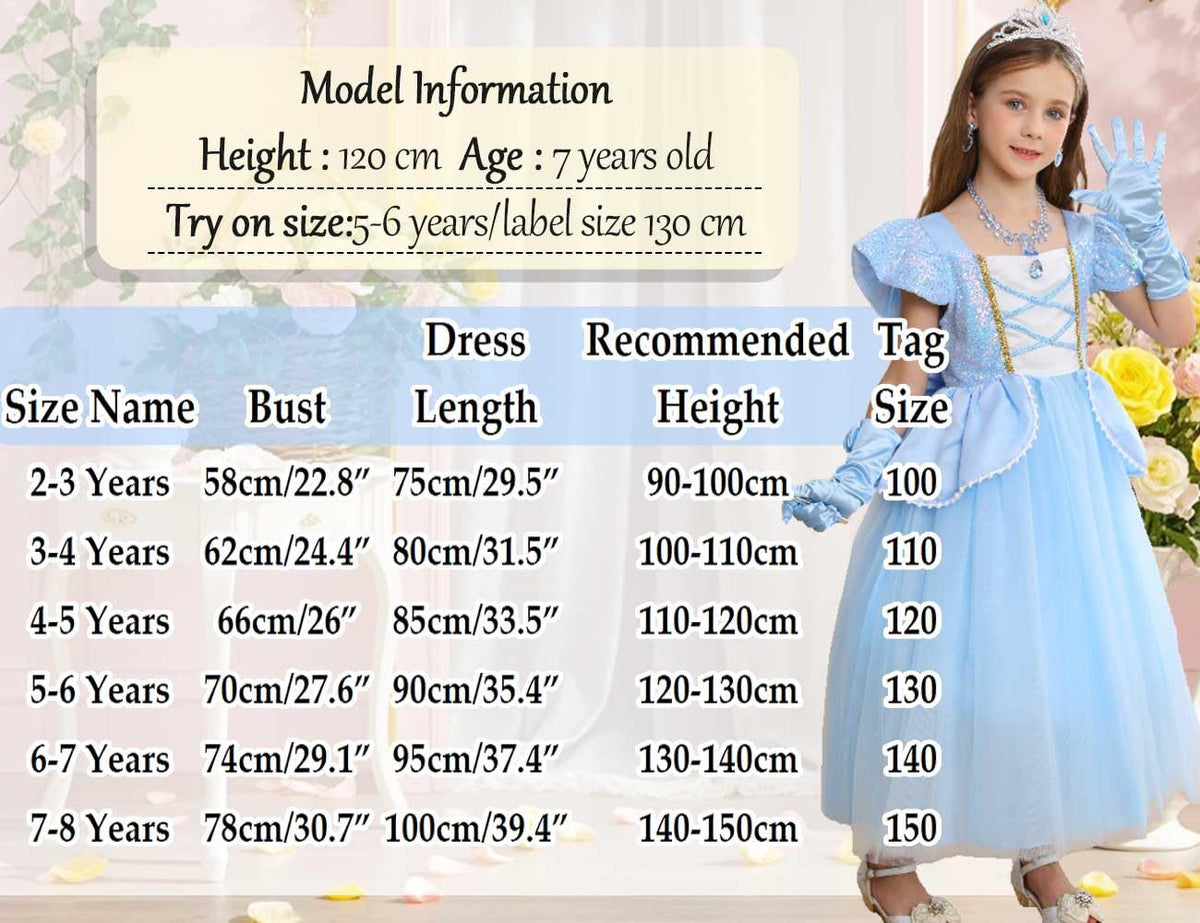 iTVTi Princess Cinderella dress blue full outfit view highlights color and embellishments