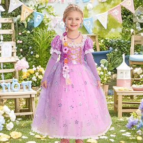 Itvti Princess Purple Dress puff sleeves for a whimsical costume