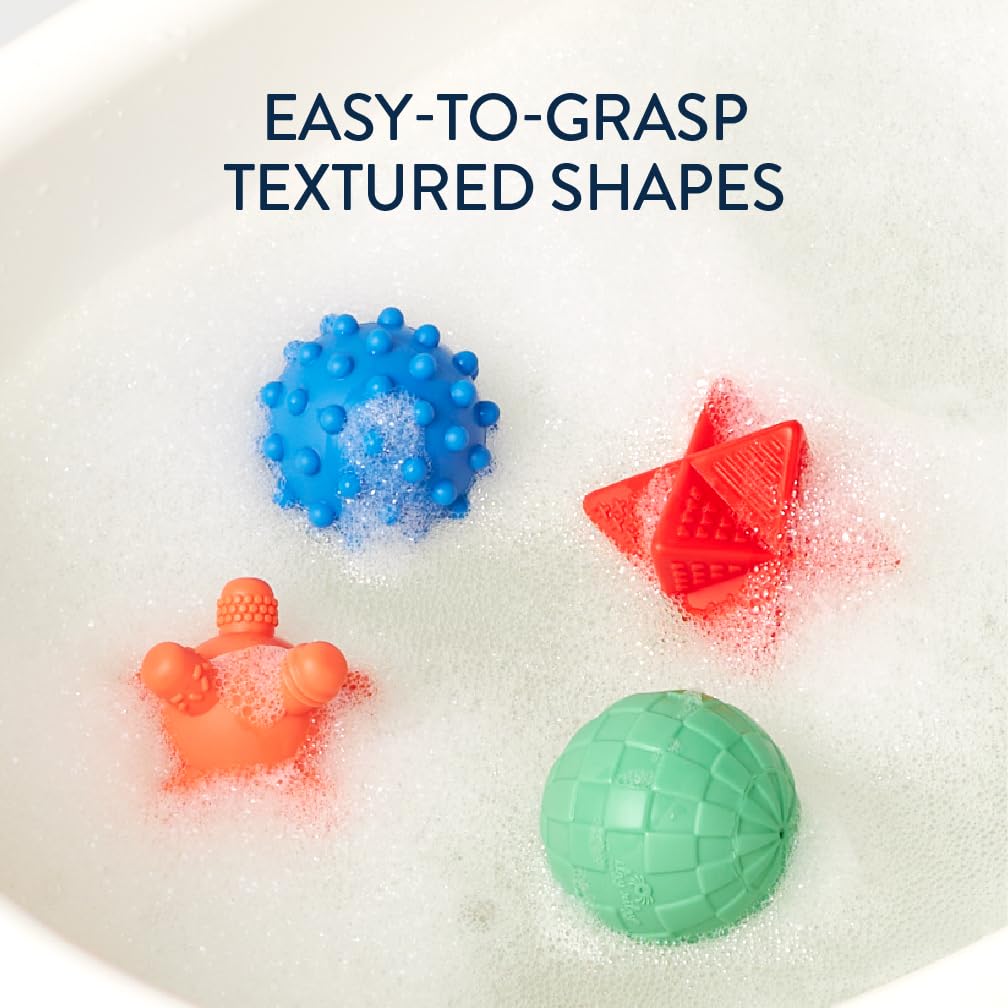 Itzy Ritzy BPA-free bath toys, easy to clean after splashes and play.