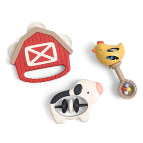 Itzy Ritzy tambourine on farm theme promotes early rhythm exploration