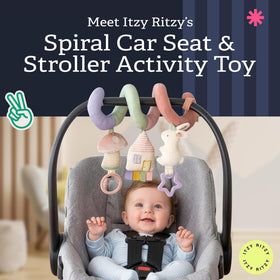 Itzy Ritzy Spiral Toy mirror encourages visual tracking and self-soothing.