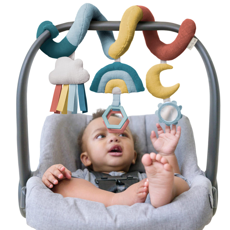 Itzy Ritzy Spiral car seat toy provides on-the-go entertainment for infants