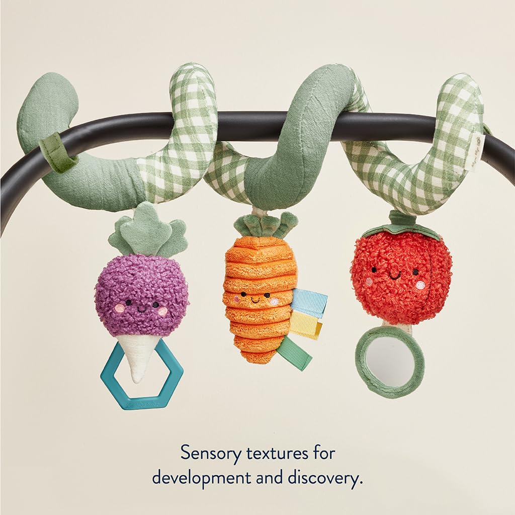 Itzy Ritzy Veggie Spiral dangling ribbons promote reaching and grasping
