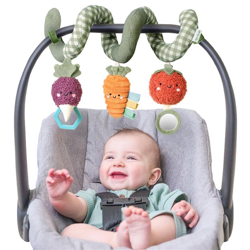 Itzy Ritzy Veggie Spiral with ring and mirror for baby sensory play