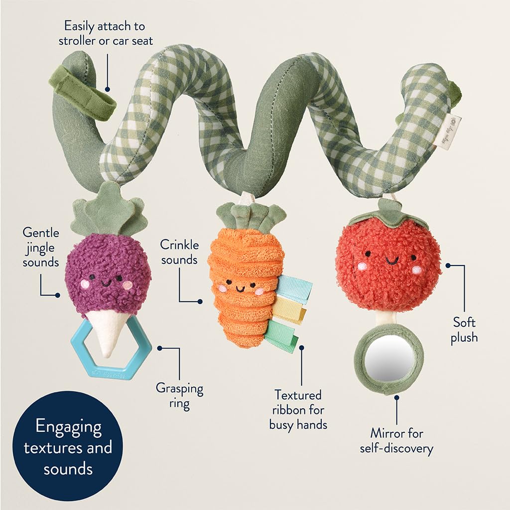 Itzy Ritzy Veggie Spiral soft cotton fabric feels gentle on baby skin