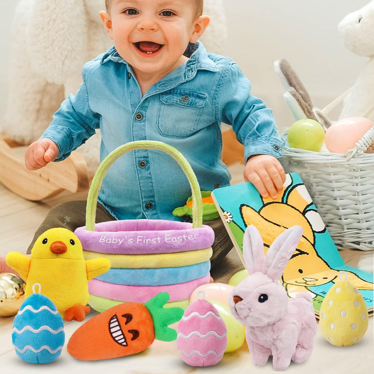 Ivenf Baby Easter Basket carrot toy crinkles to stimulate tactile exploration