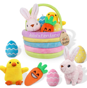 Ivenf Baby Easter Basket stuffed bunny for gentle play and early bonding