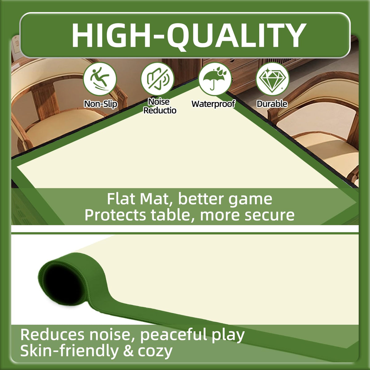 IVENOKII Mahjong Mat 2mm neoprene delivers wrinkle-resistant durability.
