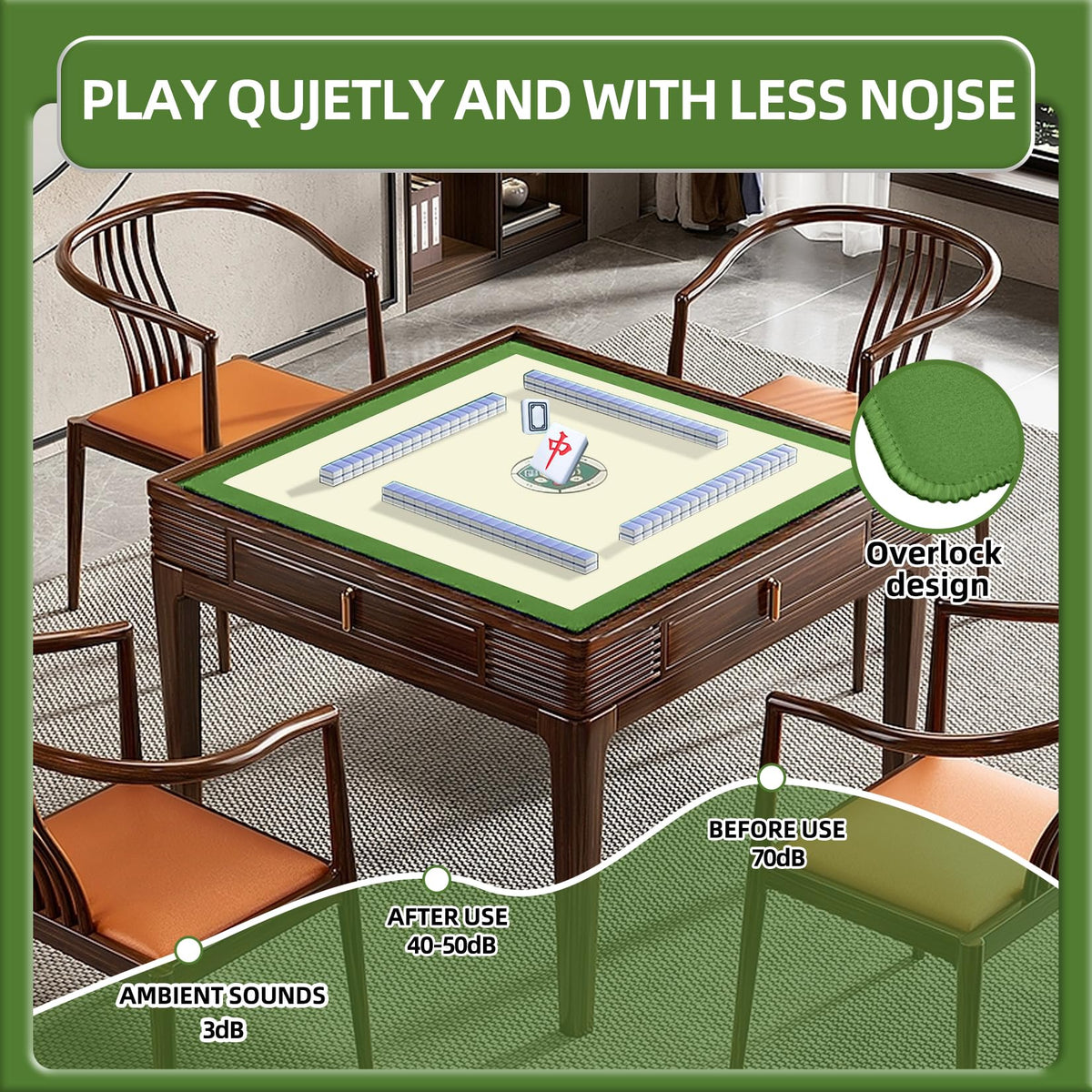 IVENOKII Mahjong Mat includes storage bag and dice for portable gaming.