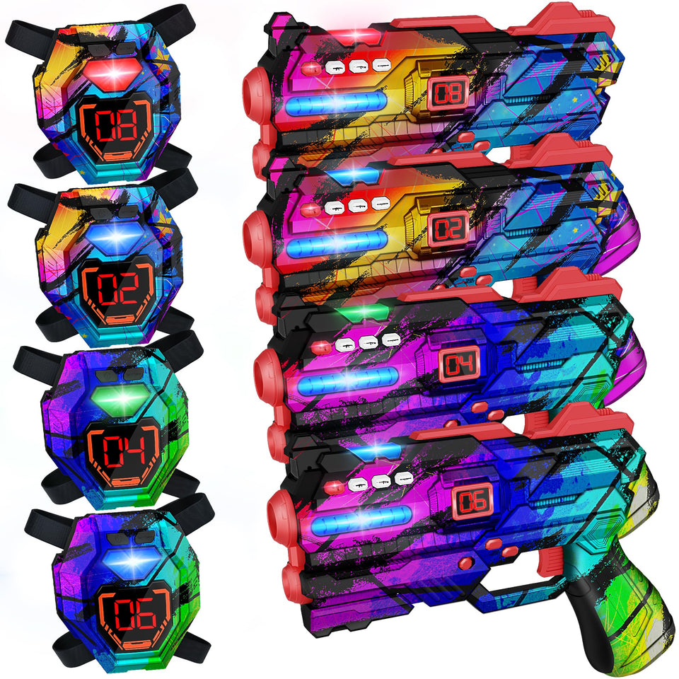 IVOXEX Laser Tag Guns Set 4 showing four guns for exciting family battles and group play.