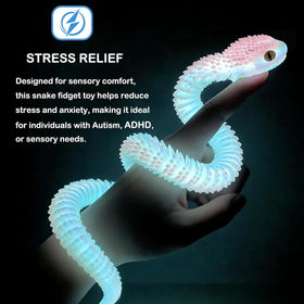 Ivrmtal snake toy fidget detail emphasizes smooth texture for stress relief.