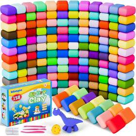 Ixiaoyoo air-dry clay kit with 158 colors boosts kids' creativity with mess-free, air-drying fun.