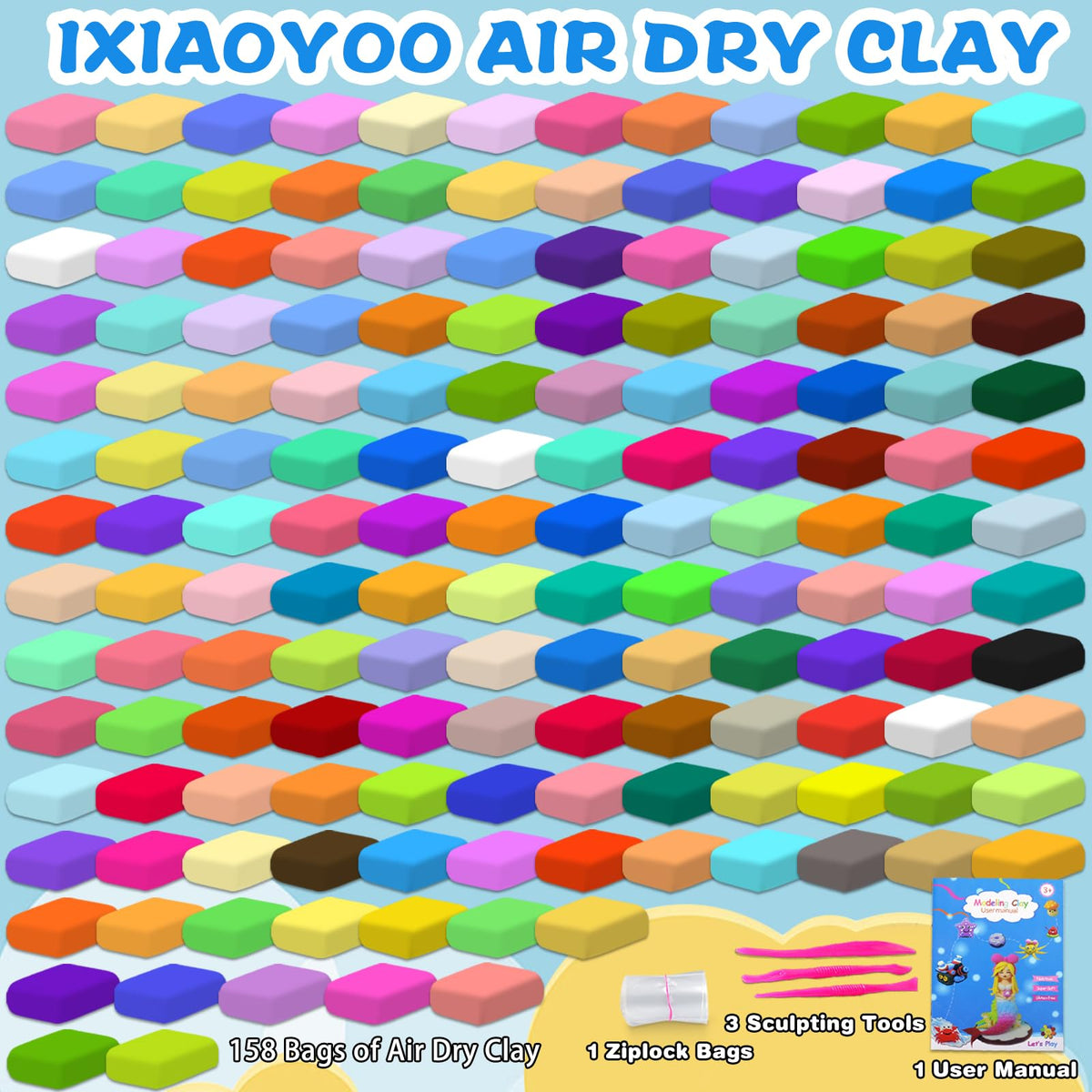 Ixiaoyoo sealed bags and manual keep clay organized for ongoing projects.