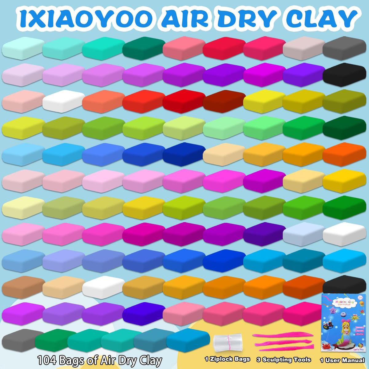 Ixiaoyoo 36 zip-lock bags keep clay fresh for later creative sessions.