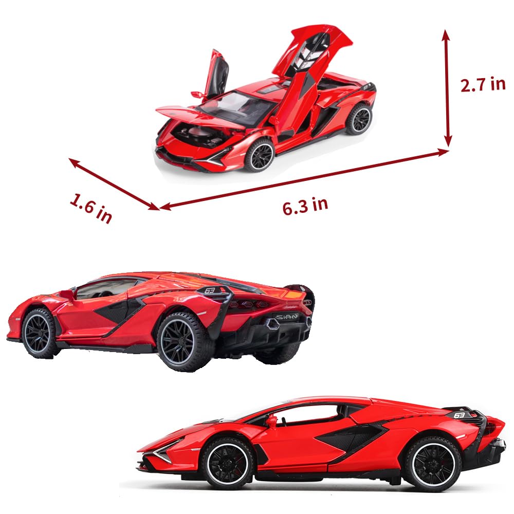 IYEAM Red Lamborghini Sian FKP3 compact toy for small hands.