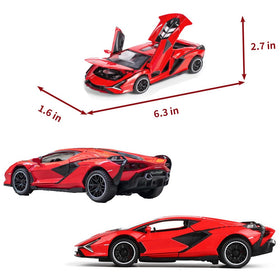 IYEAM Red Lamborghini Sian FKP3 compact toy for small hands.
