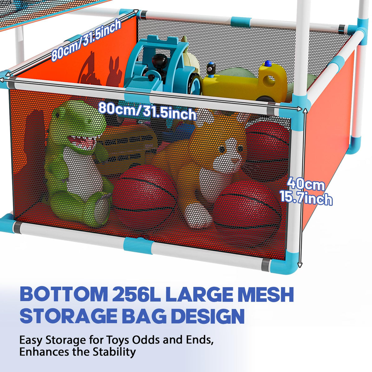 Iyoyo bottom mesh storage area keeps extra balls organized