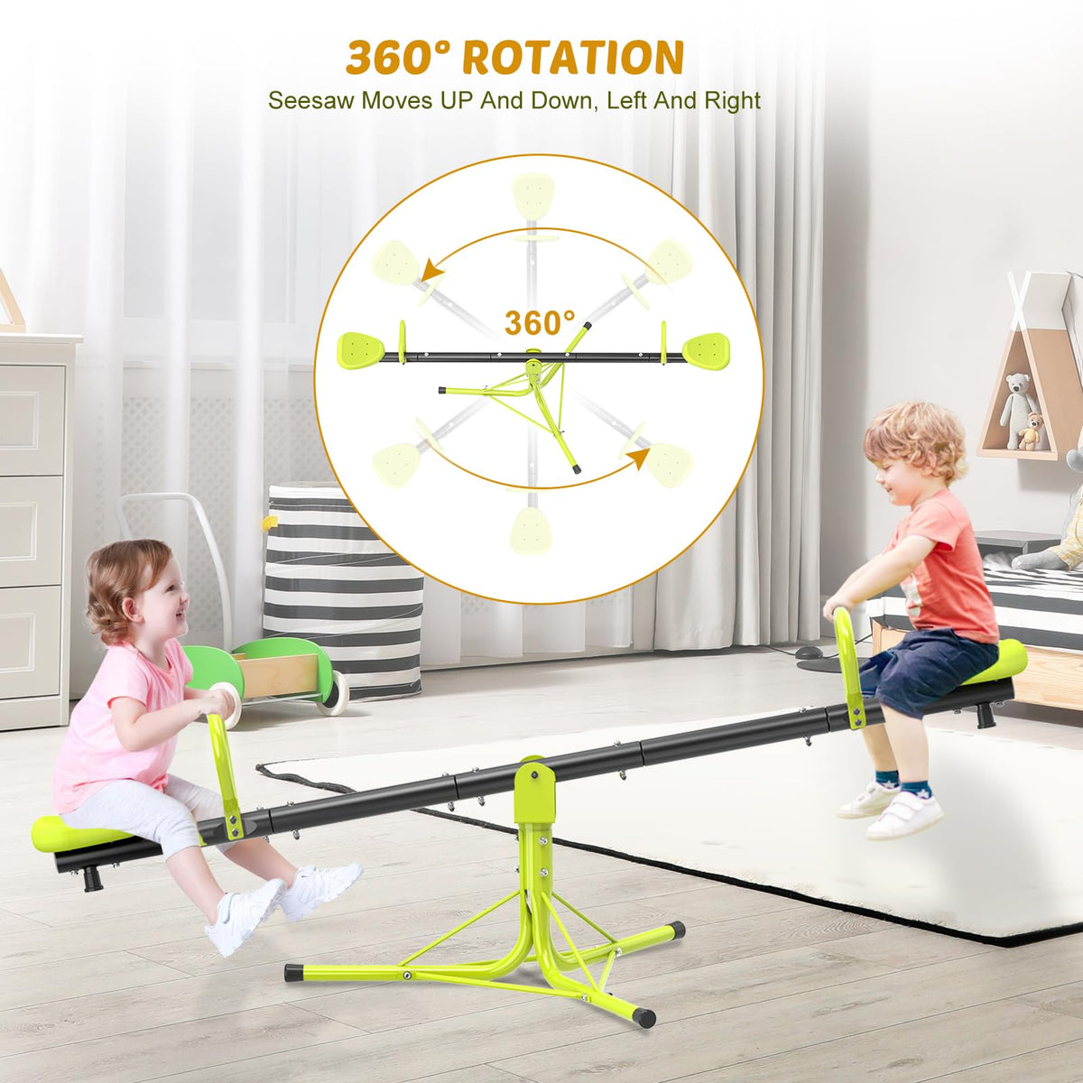 Iyoyo light green seesaw in backyards supports active, screen-free play.