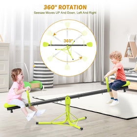 Iyoyo light green seesaw in backyards supports active, screen-free play.