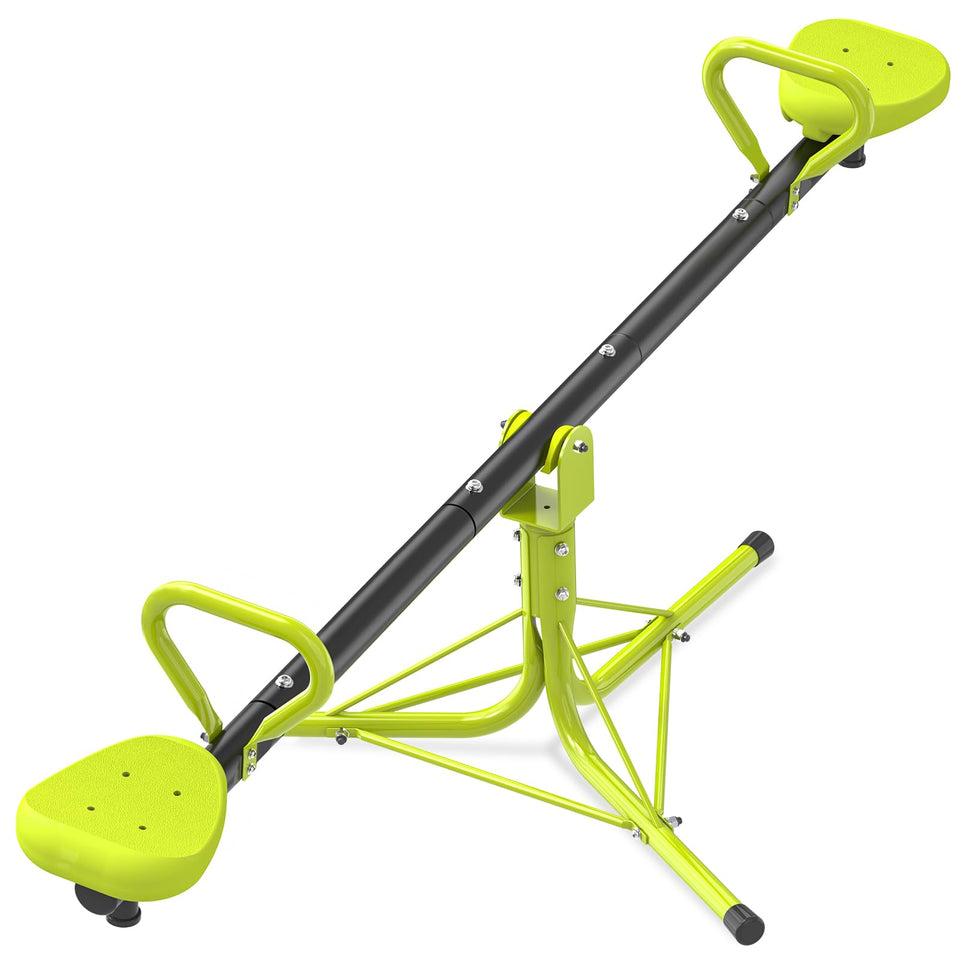 Iyoyo teeter totter outdoors in light green promotes active play for kids ages 3-8.