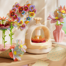 Izomila fabric flower bouquet kit with colorful petals and stems for imaginative bouquet making.