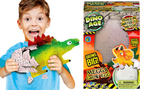 JA-RU Mega Grow Egg opens in water to reveal a larger dinosaur over days.