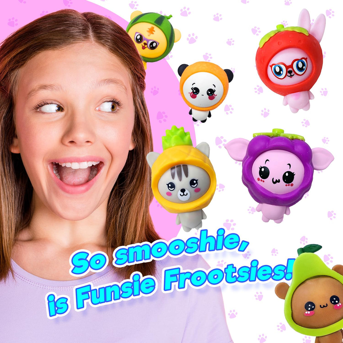 JA-RU Funsie Frootsies Grapie Goblin squishy toy, vibrant fruit-head design for imaginative fun
