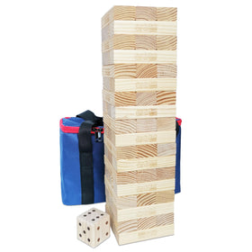 Jac & Mok Tumble Tower shows 54 blocks ready for family stacking fun.